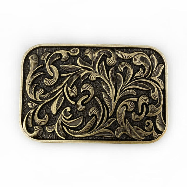 Cintura in pelle con fibbia a volute con foglie artistiche fai da te da uomo