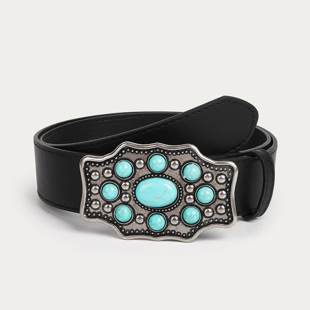 Cintura in pelle con fibbia irregolare turchese Bohemia da donna