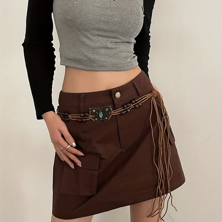 Cintura con cintura intrecciata in corda con farfalla e fiore da donna in stile boho