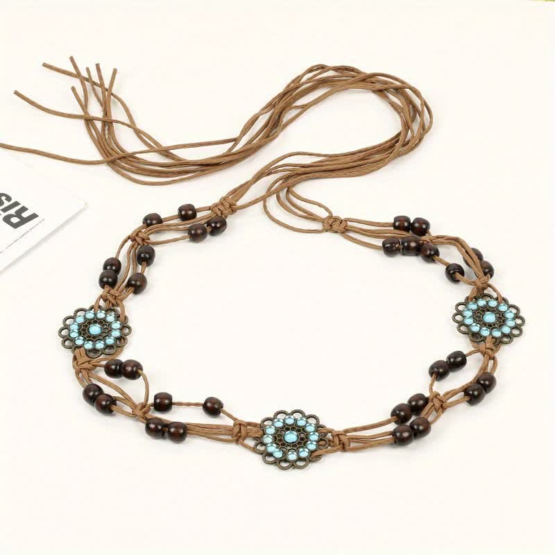 Cintura con cintura intrecciata in corda con farfalla e fiore da donna in stile boho