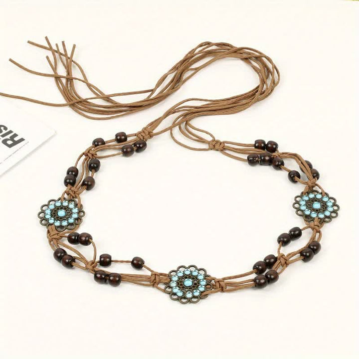 Cintura con cintura intrecciata in corda con farfalla e fiore da donna in stile boho