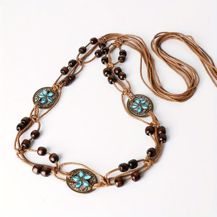 Cintura con cintura intrecciata in corda con farfalla e fiore da donna in stile boho