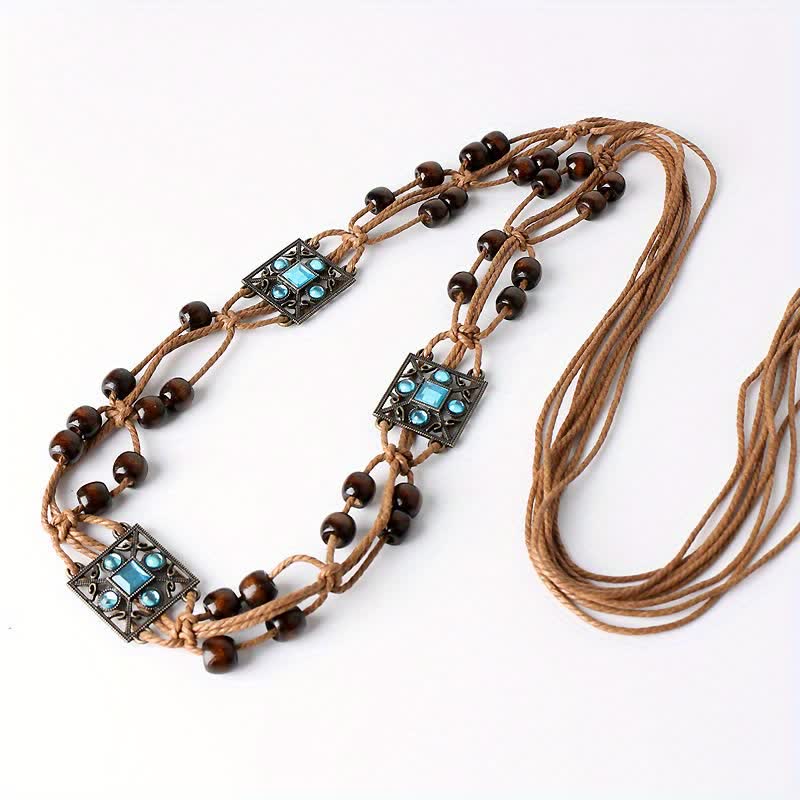 Cintura con cintura intrecciata in corda con farfalla e fiore da donna in stile boho