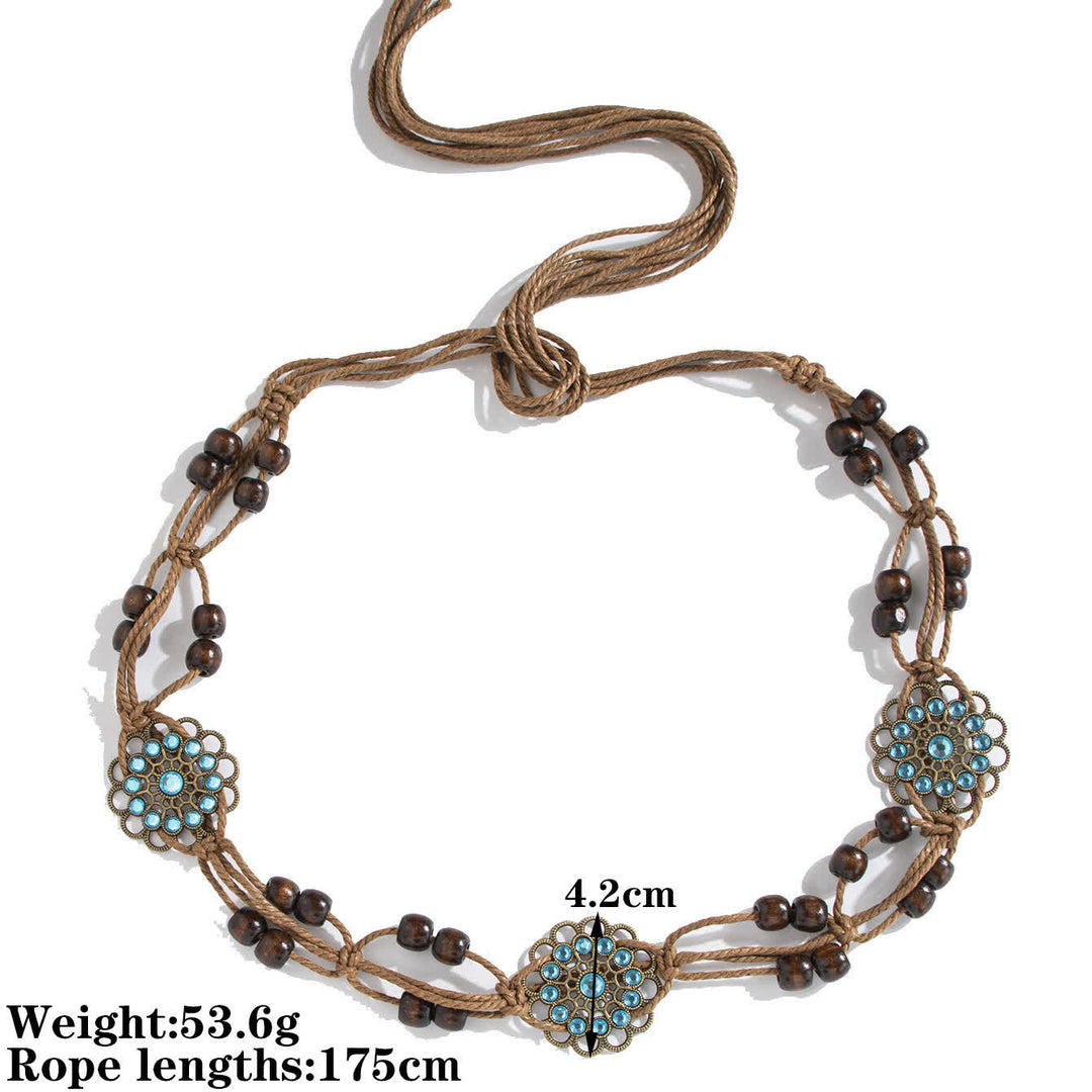 Cintura con cintura intrecciata in corda con farfalla e fiore da donna in stile boho