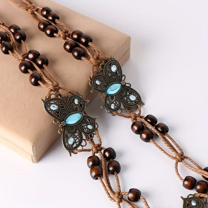 Cintura con cintura intrecciata in corda con farfalla e fiore da donna in stile boho