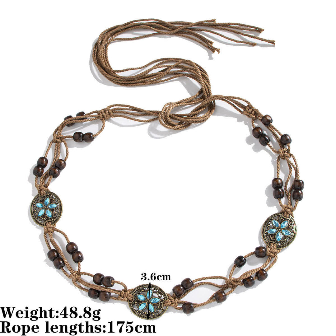 Cintura con cintura intrecciata in corda con farfalla e fiore da donna in stile boho