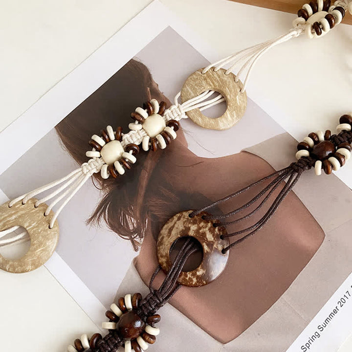 Cintura da donna con perline e lacci in stile boho intrecciata