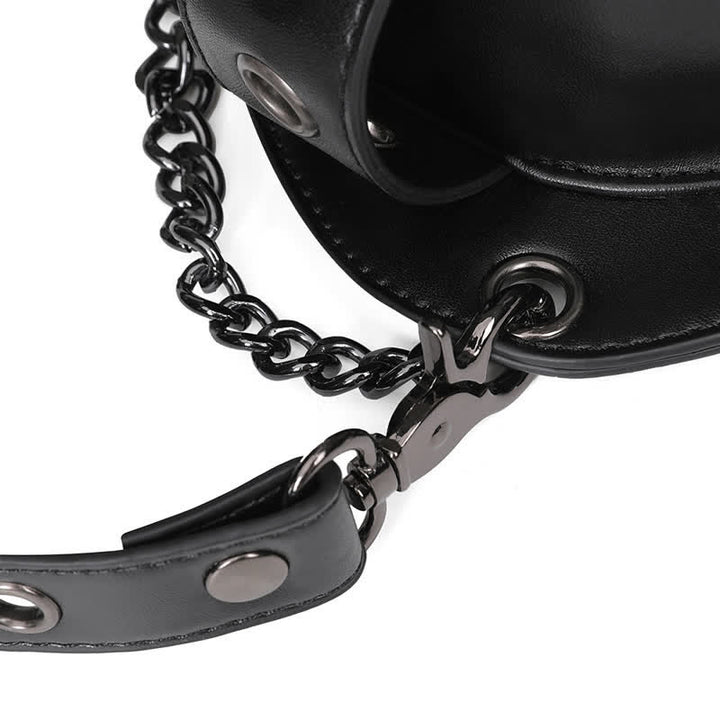 Borsa a spalla convertibile con design a teschio e gamba