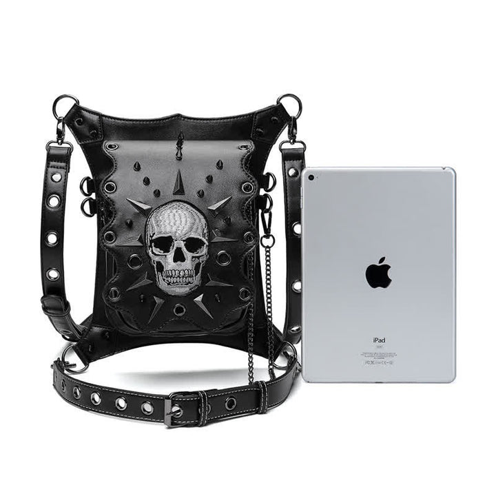 Borsa a tracolla in stile gotico con teschio e steampunk