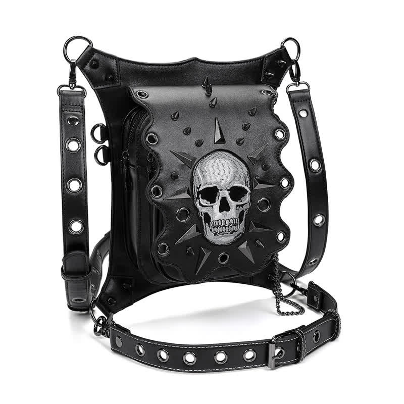 Borsa a tracolla in stile gotico con teschio e steampunk