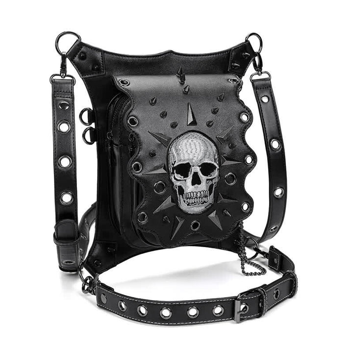 Borsa a tracolla in stile gotico con teschio e steampunk