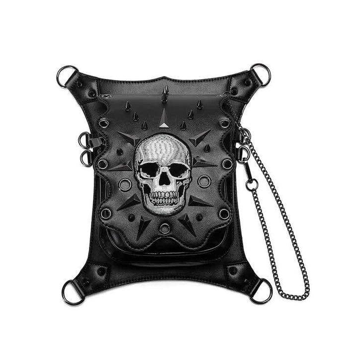 Borsa a tracolla in stile gotico con teschio e steampunk