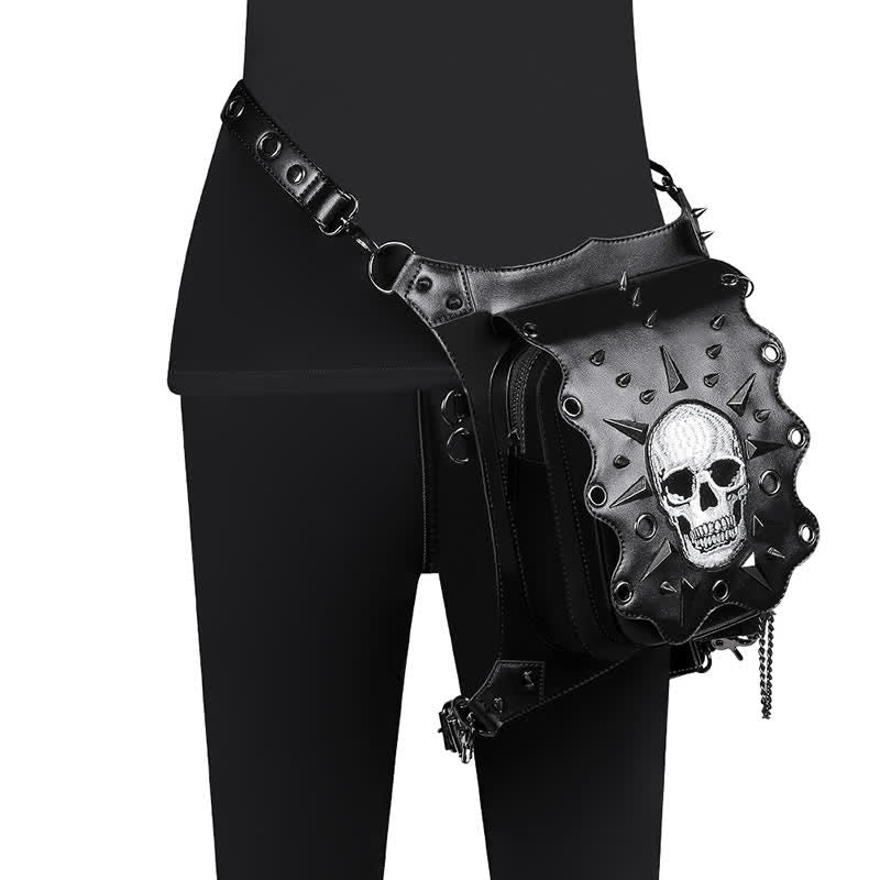 Borsa a tracolla in stile gotico con teschio e steampunk