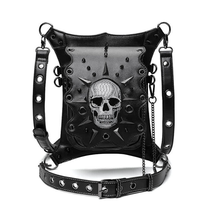 Borsa a tracolla in stile gotico con teschio e steampunk