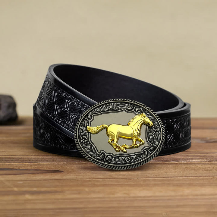 Cintura in pelle con fibbia a forma di animale, cavallo, toro, fai da te, da uomo