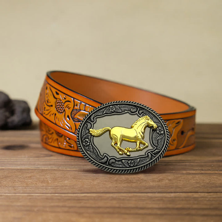 Cintura in pelle con fibbia a forma di animale, cavallo, toro, fai da te, da uomo