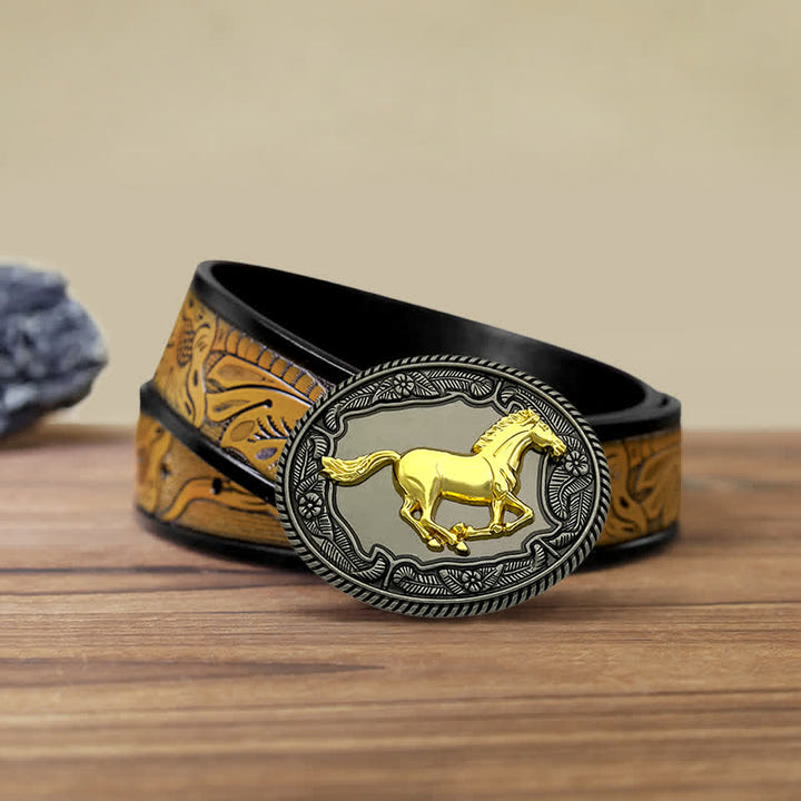 Cintura in pelle con fibbia a forma di animale, cavallo, toro, fai da te, da uomo