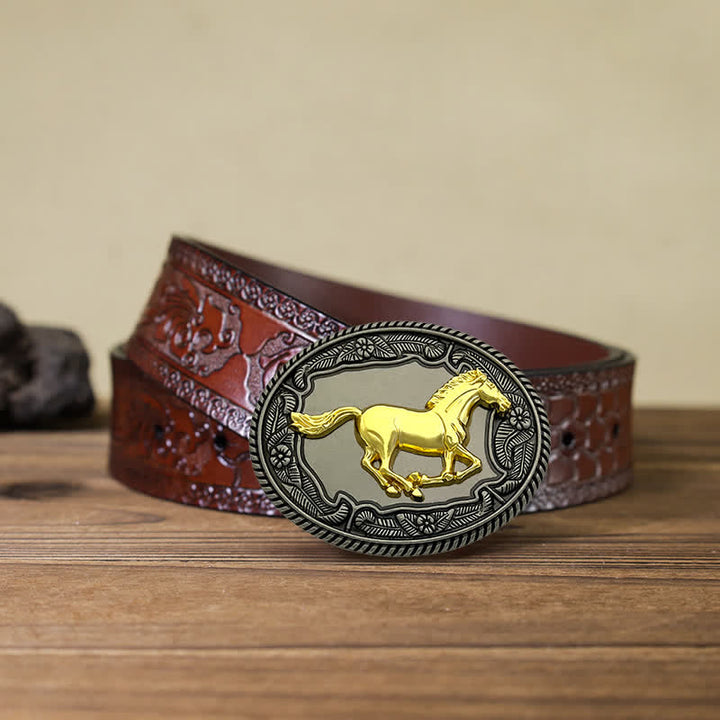 Cintura in pelle con fibbia a forma di animale, cavallo, toro, fai da te, da uomo