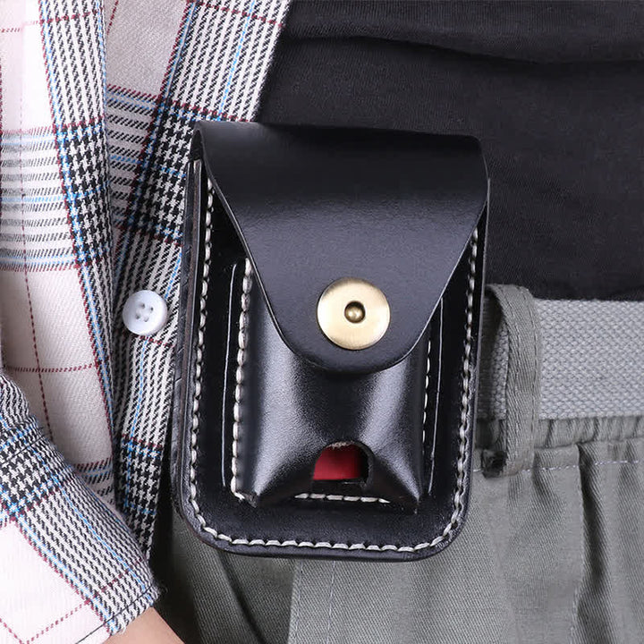Mini custodia portatile per sigarette in pelle con cintura