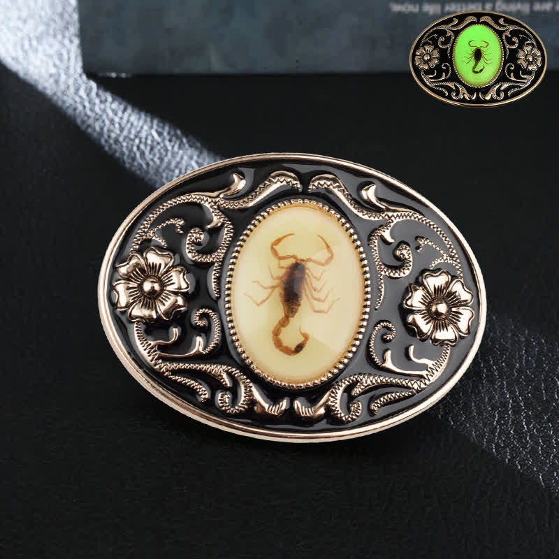 Cintura in pelle con fibbia a forma di scorpione luminoso decorativo fai da te da uomo