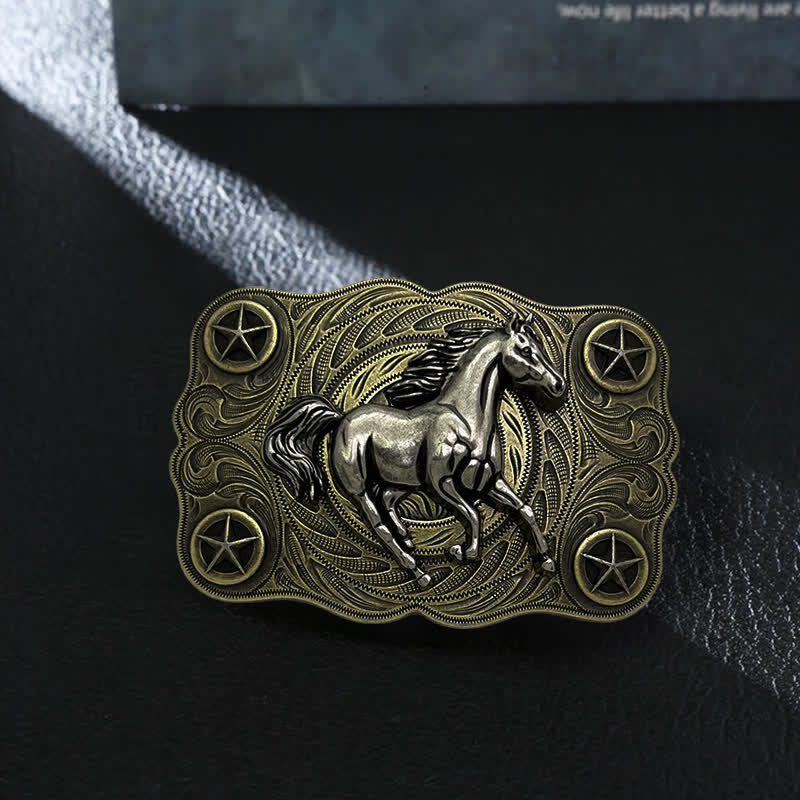 Cintura in pelle fai da te con fibbia Western Wild Horse da uomo