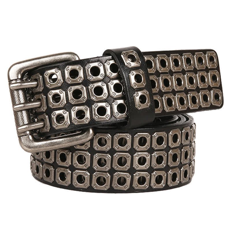 Cintura in pelle con rivetti quadrati punk rock heavy metal