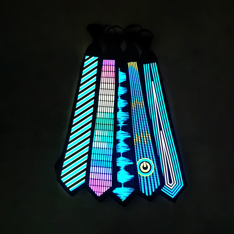Cravatta LED luminosa al buio con controllo vocale per feste