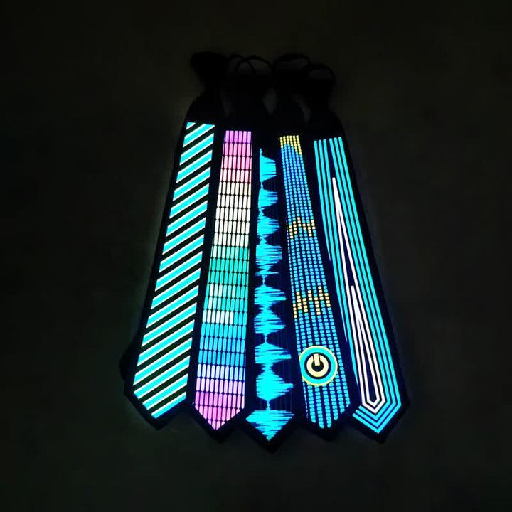 Cravatta LED luminosa al buio con controllo vocale per feste