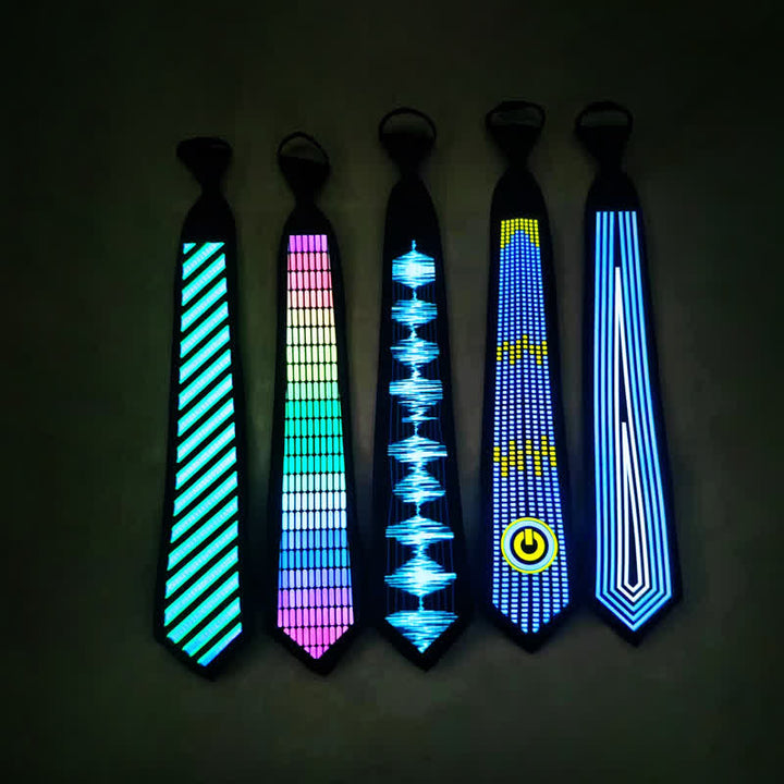 Cravatta LED luminosa al buio con controllo vocale per feste