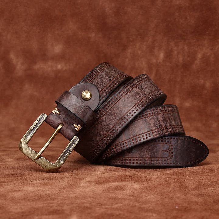 Cintura in pelle di jeans casual retrò usurata da uomo
