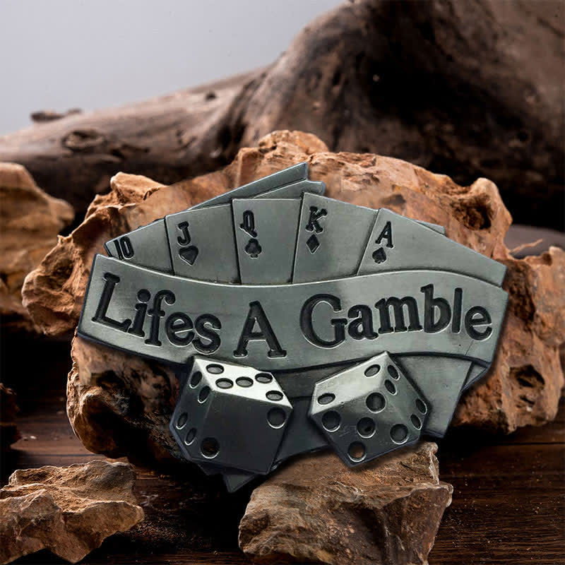 Cintura in pelle con fibbia da poker "Life's A Gamble" fai da te da uomo