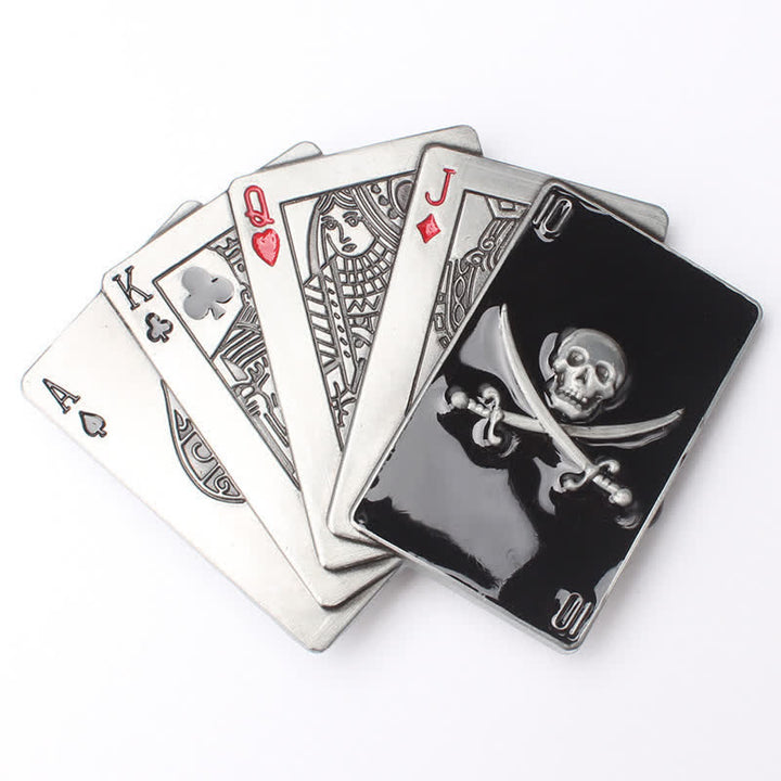Cintura in pelle con fibbia a filo da poker con teschio pirata fai da te da uomo