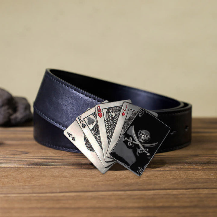 Cintura in pelle con fibbia a filo da poker con teschio pirata fai da te da uomo