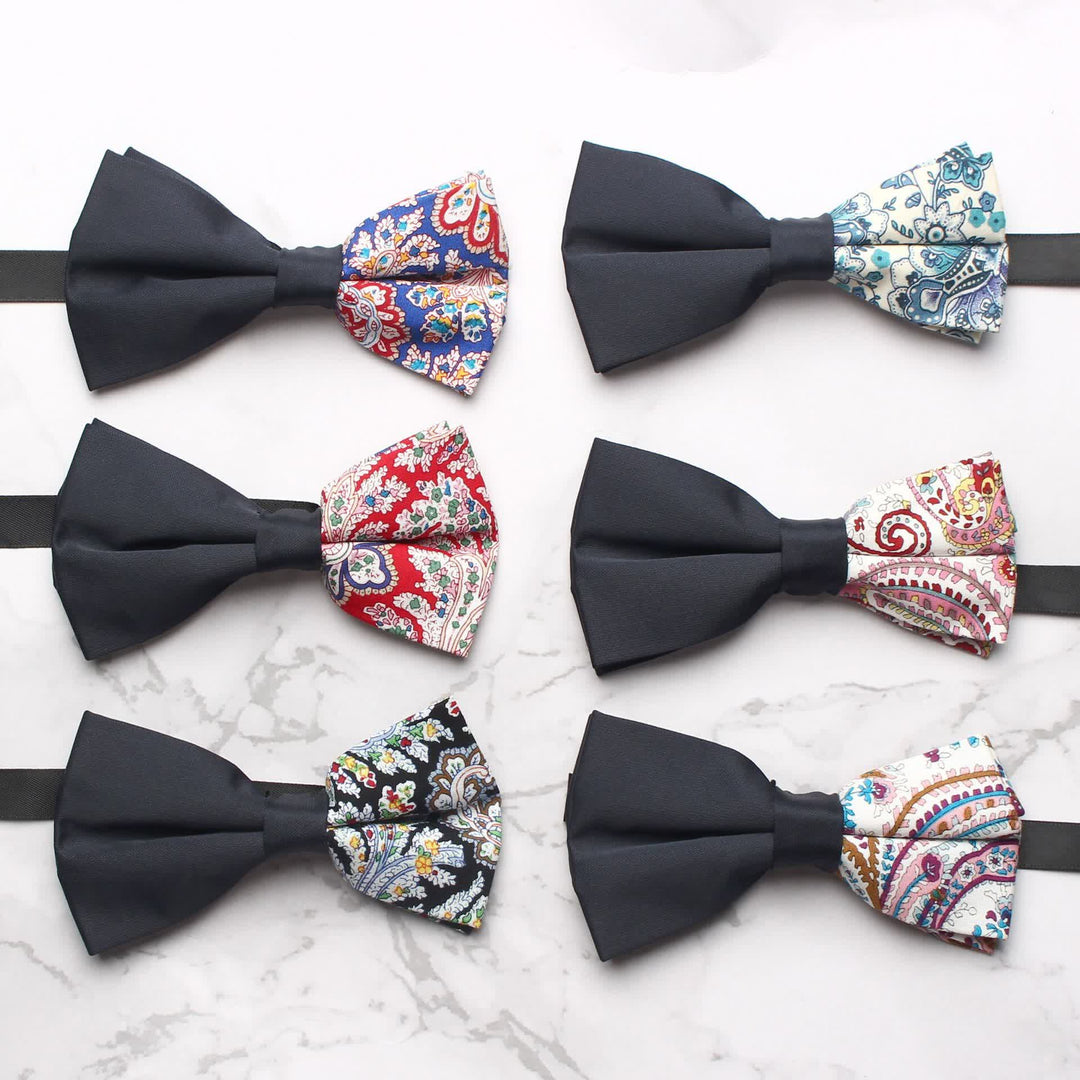 Papillon nero con stampa paisley da uomo