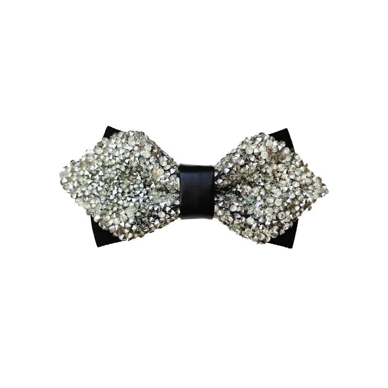 Papillon a punta con doppio strato di strass glitterati da uomo