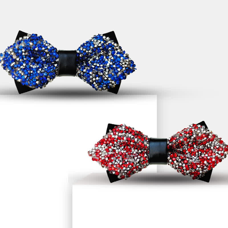 Papillon a punta con doppio strato di strass glitterati da uomo