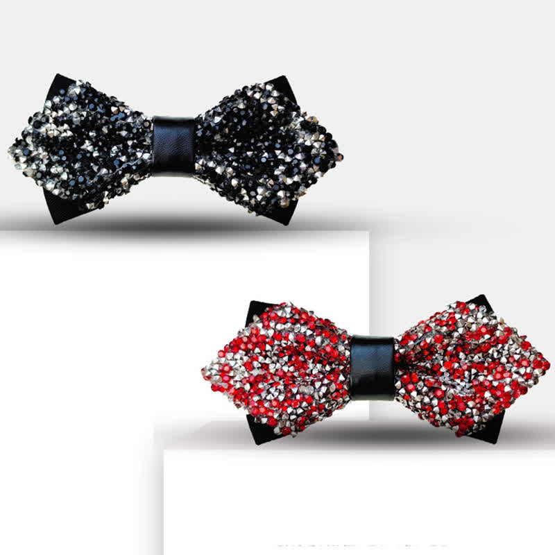 Papillon a punta con doppio strato di strass glitterati da uomo