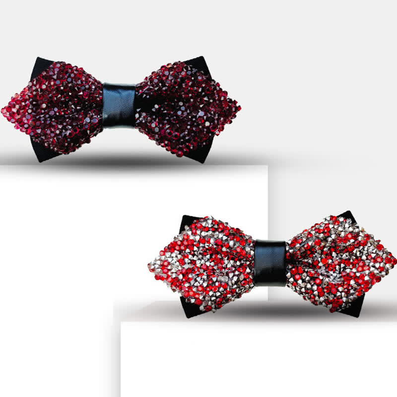 Papillon a punta con doppio strato di strass glitterati da uomo