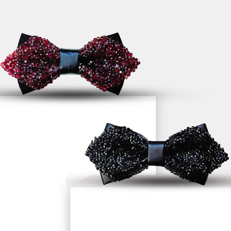 Papillon a punta con doppio strato di strass glitterati da uomo