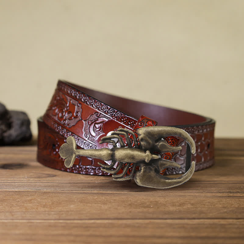 Cintura in pelle con fibbia a forma di mini scorpione fai da te da uomo