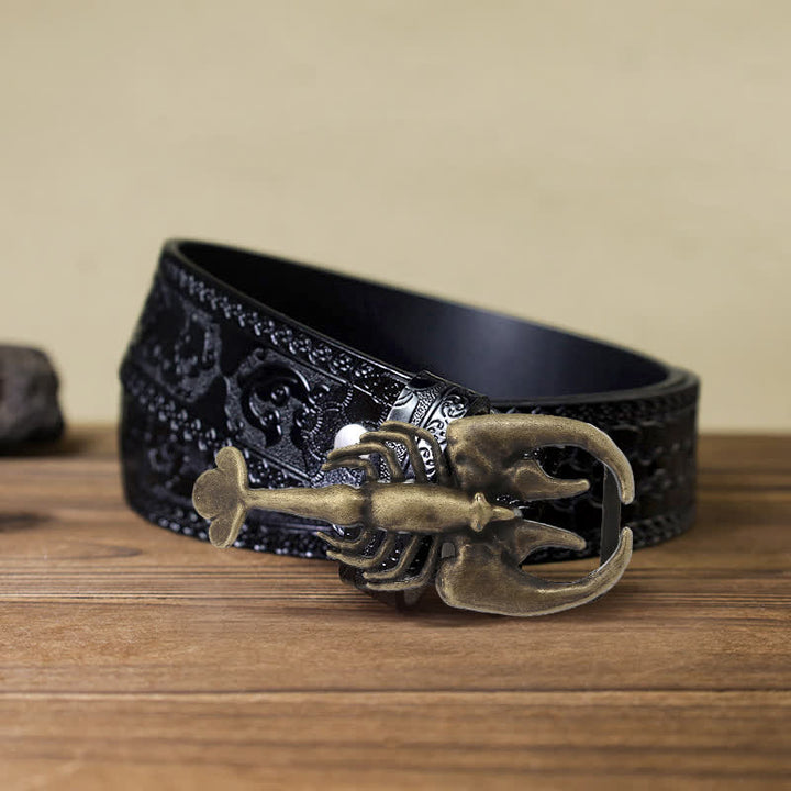 Cintura in pelle con fibbia a forma di mini scorpione fai da te da uomo