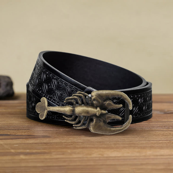 Cintura in pelle con fibbia a forma di mini scorpione fai da te da uomo