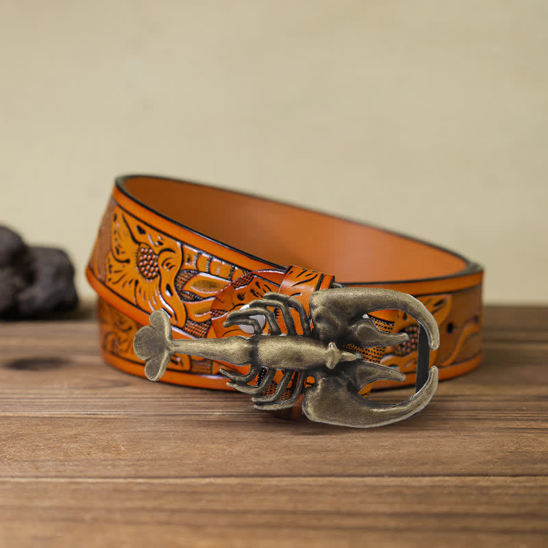 Cintura in pelle con fibbia a forma di mini scorpione fai da te da uomo