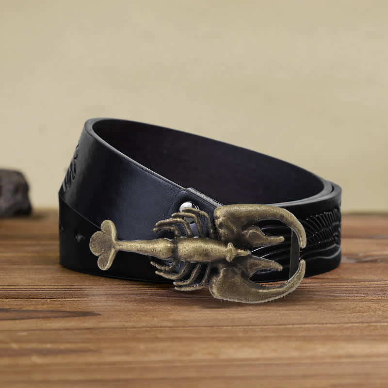 Cintura in pelle con fibbia a forma di mini scorpione fai da te da uomo