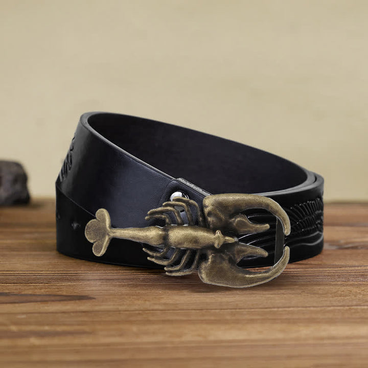 Cintura in pelle con fibbia a forma di mini scorpione fai da te da uomo