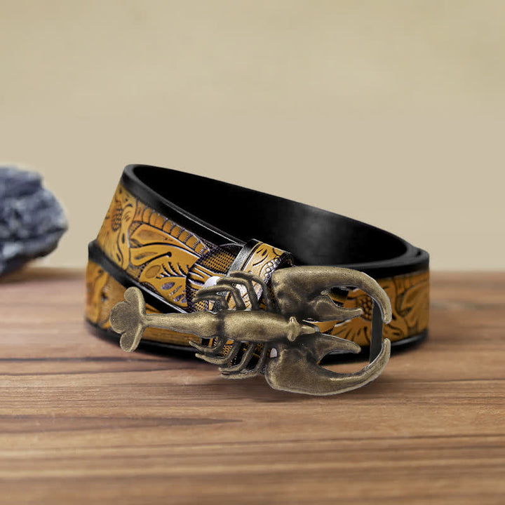 Cintura in pelle con fibbia a forma di mini scorpione fai da te da uomo
