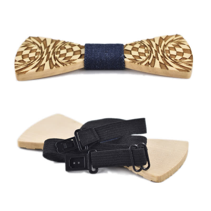 Papillon in legno con motivo a incisione creativa Dizzy da uomo