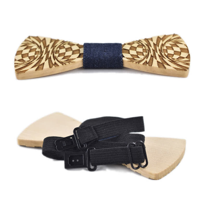 Papillon in legno con motivo a incisione creativa Dizzy da uomo