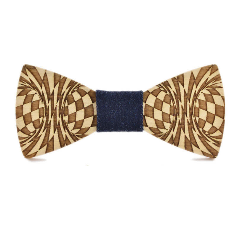 Papillon in legno con motivo a incisione creativa Dizzy da uomo