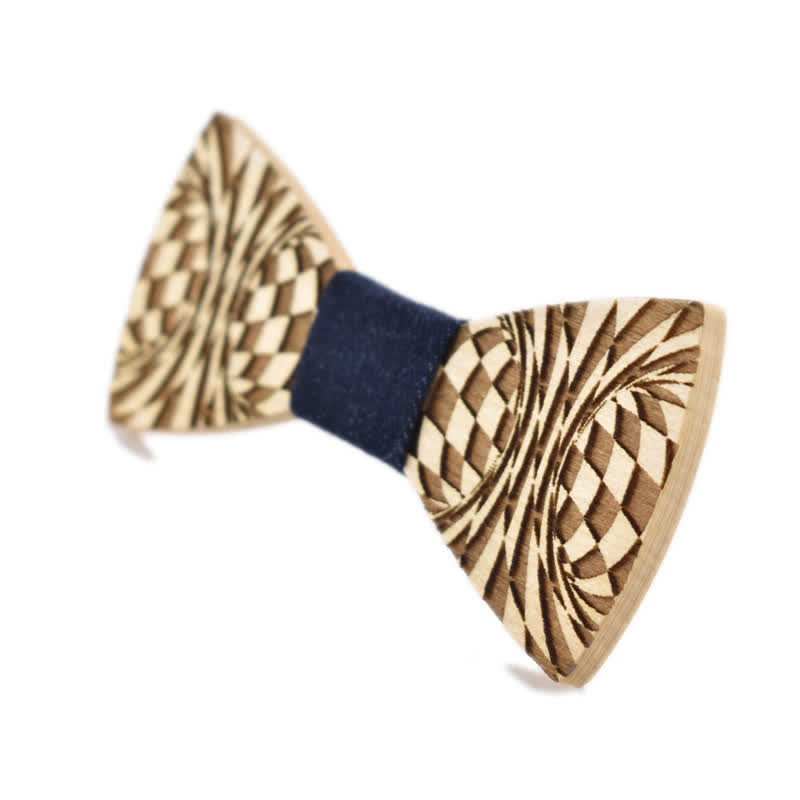 Papillon in legno con motivo a incisione creativa Dizzy da uomo